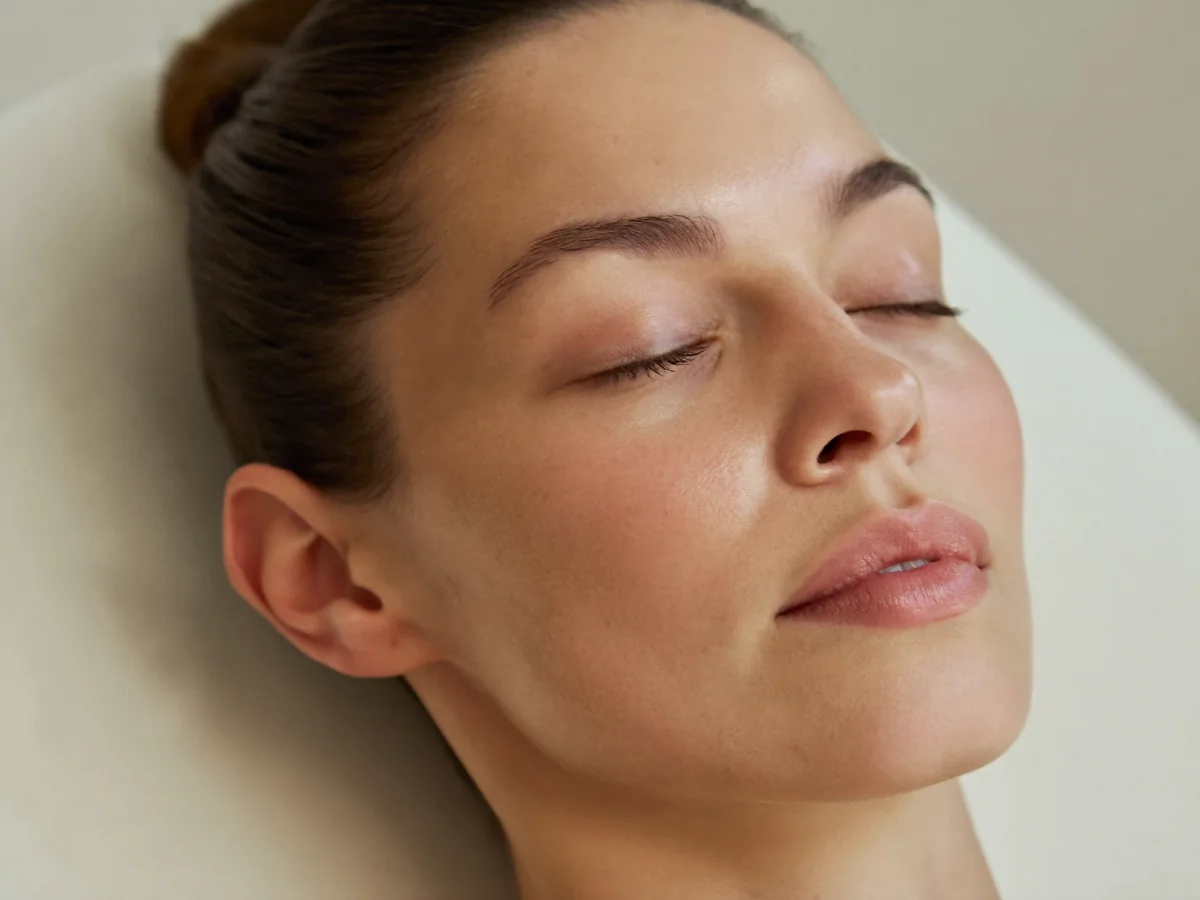 Primer plano de una piel facial luminosa y uniforme tras un peeling médico en Lum Clinic, Sant Cugat del Vallès